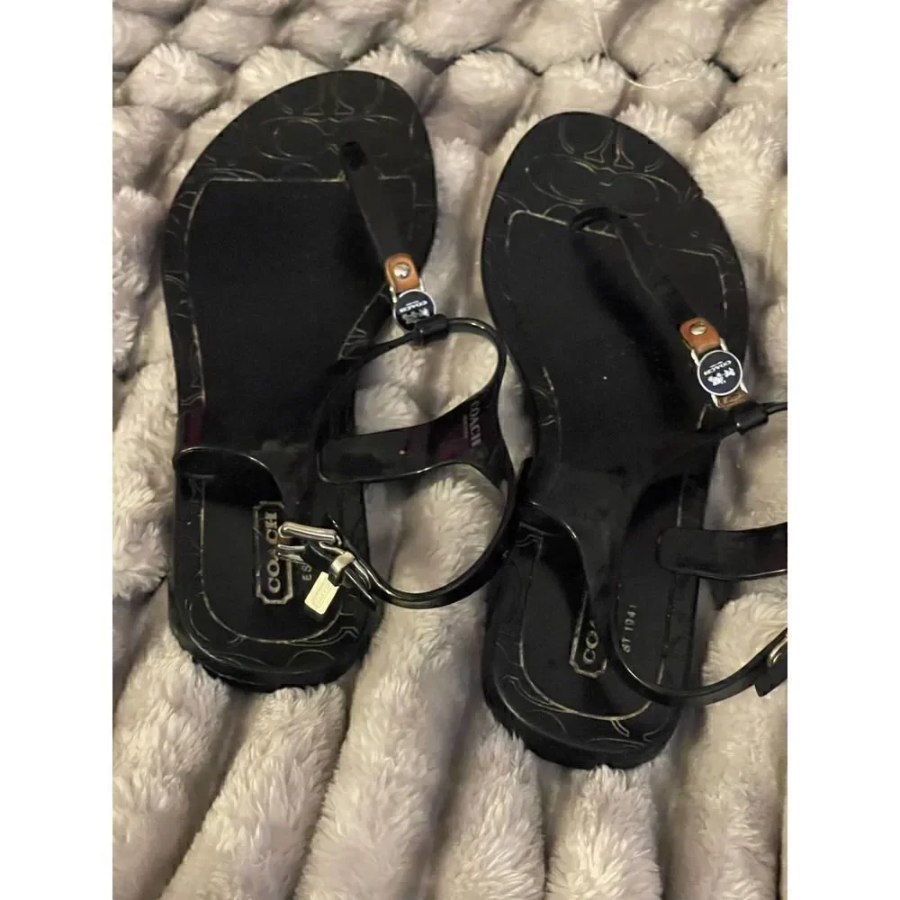 Sz 8 coach piccadilly black jelly sandals/shoes